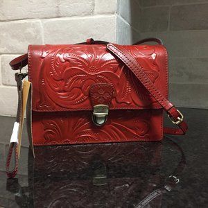 New Patrician Nash Lanza crossbody purse, tooled leather handbag NWT NEW